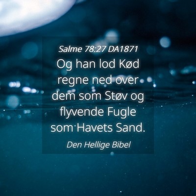 Picture 04 - Salme 78:27 DA1871 - Og han lod Kød regne ned over dem som Støv og - Bible Verse Picture