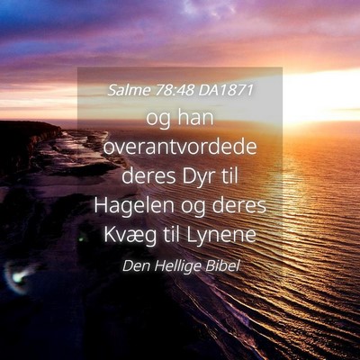 Picture 04 - Salme 78:48 DA1871 - og han overantvordede deres Dyr til Hagelen og - Bible Verse Picture