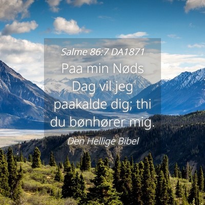 Picture 04 - Salme 86:7 DA1871 - Paa min Nøds Dag vil jeg paakalde dig; thi du - Bible Verse Picture