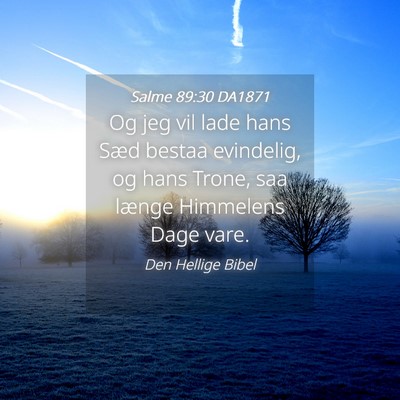 Picture 04 - Salme 89:30 DA1871 - Og jeg vil lade hans Sæd bestaa evindelig, og - Bible Verse Picture