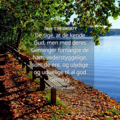 Picture 04 - Titus 1:16 DA1871 - De sige, at de kende Gud, men med deres Gerninger - Bible Verse Picture