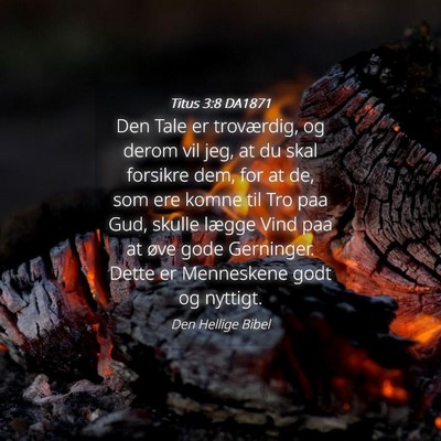 Picture 04 - Titus 3:8 DA1871 - Den Tale er troværdig, og derom vil jeg, at du - Bible Verse Picture