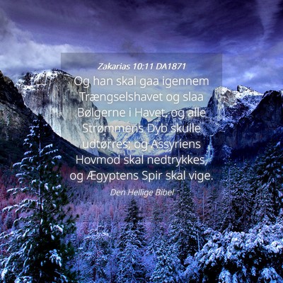 Picture 04 - Zakarias 10:11 DA1871 - Og han skal gaa igennem Trængselshavet og slaa - Bible Verse Picture