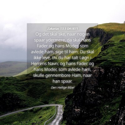 Picture 04 - Zakarias 13:3 DA1871 - Og det skal ske, naar nogen spaar ydermere, da - Bible Verse Picture