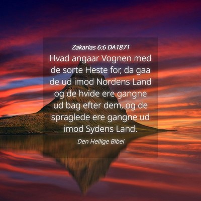 Picture 04 - Zakarias 6:6 DA1871 - Hvad angaar Vognen med de sorte Heste for, da gaa - Bible Verse Picture