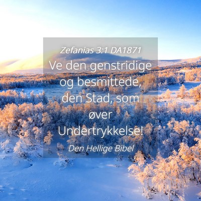 Picture 04 - Zefanias 3:1 DA1871 - Ve den genstridige og besmittede, den Stad, som - Bible Verse Picture