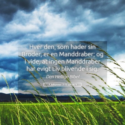 Picture 05 - 1 Johannes 3:15 DA1871 - Hver den, som hader sin Broder, er en Manddraber; - Bible Verse Picture