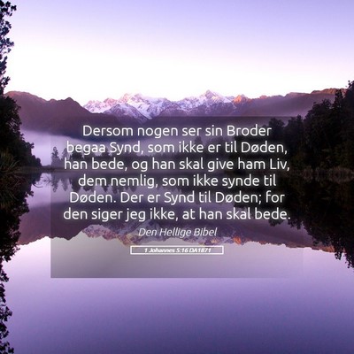 Picture 05 - 1 Johannes 5:16 DA1871 - Dersom nogen ser sin Broder begaa Synd, som ikke - Bible Verse Picture