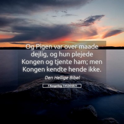 Picture 05 - 1 Kongebog 1:4 DA1871 - Og Pigen var over maade dejlig, og hun plejede - Bible Verse Picture