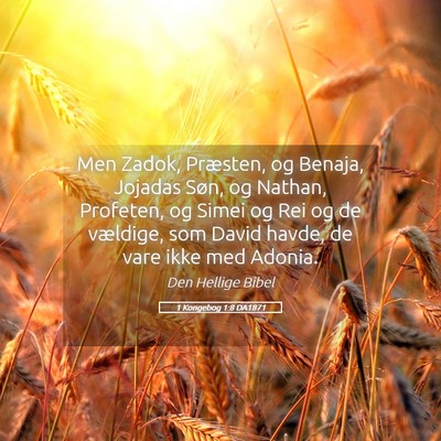 Picture 05 - 1 Kongebog 1:8 DA1871 - Men Zadok, Præsten, og Benaja, Jojadas Søn, og - Bible Verse Picture