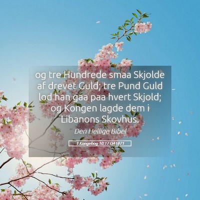 Picture 05 - 1 Kongebog 10:17 DA1871 - og tre Hundrede smaa Skjolde af drevet Guld; tre - Bible Verse Picture