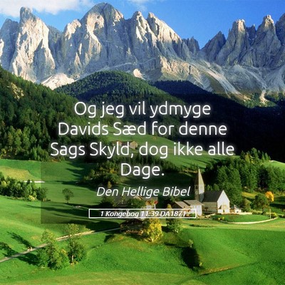 Picture 05 - 1 Kongebog 11:39 DA1871 - Og jeg vil ydmyge Davids Sæd for denne Sags - Bible Verse Picture
