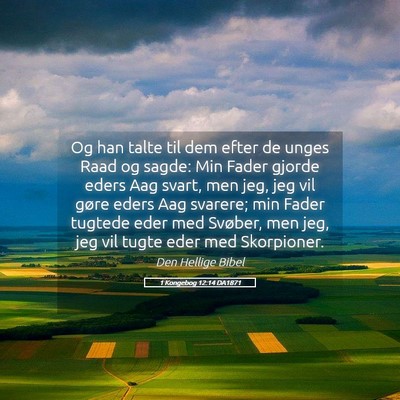 Picture 05 - 1 Kongebog 12:14 DA1871 - Og han talte til dem efter de unges Raad og - Bible Verse Picture