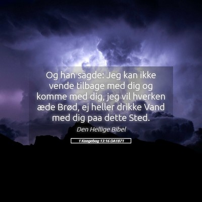Picture 05 - 1 Kongebog 13:16 DA1871 - Og han sagde: Jeg kan ikke vende tilbage med dig - Bible Verse Picture