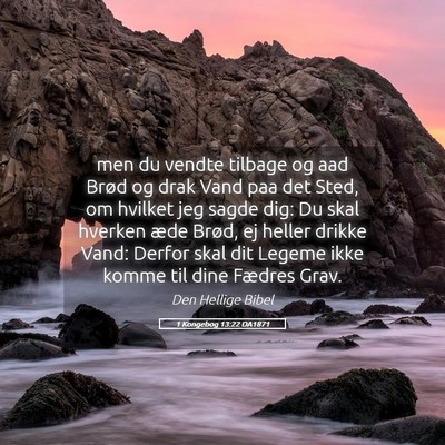 Picture 05 - 1 Kongebog 13:22 DA1871 - men du vendte tilbage og aad Brød og drak Vand - Bible Verse Picture