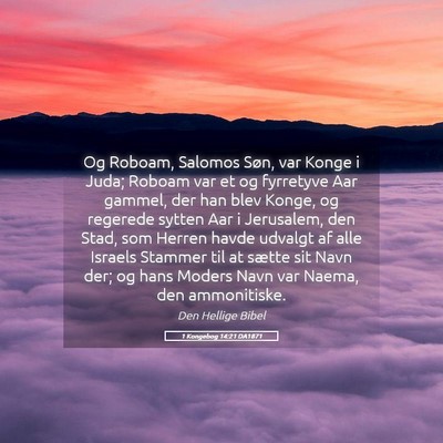 Picture 05 - 1 Kongebog 14:21 DA1871 - Og Roboam, Salomos Søn, var Konge i Juda; Roboam - Bible Verse Picture