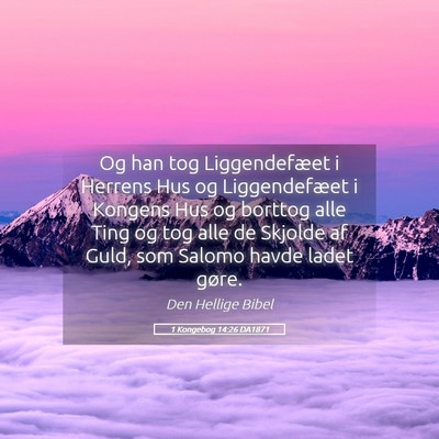 Picture 05 - 1 Kongebog 14:26 DA1871 - Og han tog Liggendefæet i Herrens Hus og - Bible Verse Picture