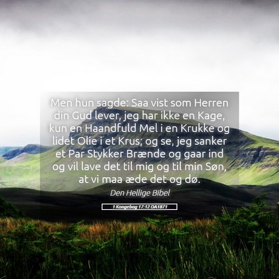 Picture 05 - 1 Kongebog 17:12 DA1871 - Men hun sagde: Saa vist som Herren din Gud lever, - Bible Verse Picture