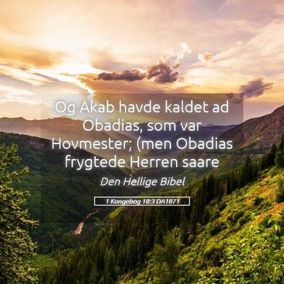 Picture 05 - 1 Kongebog 18:3 DA1871 - Og Akab havde kaldet ad Obadias, som var - Bible Verse Picture