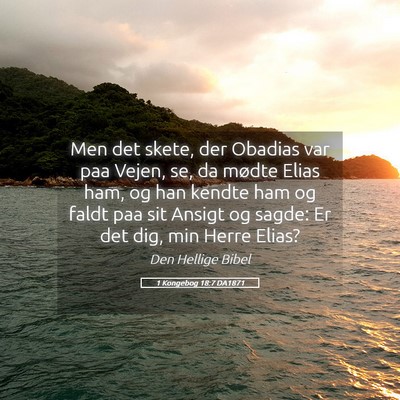 Picture 05 - 1 Kongebog 18:7 DA1871 - Men det skete, der Obadias var paa Vejen, se, da - Bible Verse Picture