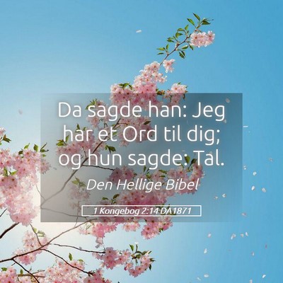 Picture 05 - 1 Kongebog 2:14 DA1871 - Da sagde han: Jeg har et Ord til dig; og hun - Bible Verse Picture