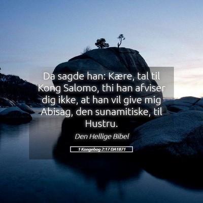 Picture 05 - 1 Kongebog 2:17 DA1871 - Da sagde han: Kære, tal til Kong Salomo, thi han - Bible Verse Picture