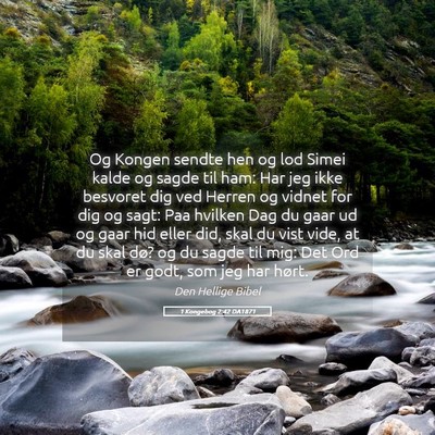 Picture 05 - 1 Kongebog 2:42 DA1871 - Og Kongen sendte hen og lod Simei kalde og sagde - Bible Verse Picture