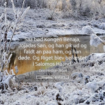 Picture 05 - 1 Kongebog 2:46 DA1871 - Saa bød Kongen Benaja, Jojadas Søn, og han gik - Bible Verse Picture