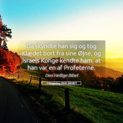 Picture 05 - 1 Kongebog 20:41 DA1871 - Da skyndte han sig og tog Klædet bort fra sine - Bible Verse Picture