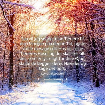 Picture 05 - 1 Kongebog 20:6 DA1871 - Saa vil jeg sende mine Tjenere til dig i Morgen - Bible Verse Picture