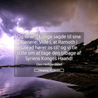 Picture 05 - 1 Kongebog 22:3 DA1871 - Og Israels Konge sagde til sine Tjenere: Vide I, - Bible Verse Picture