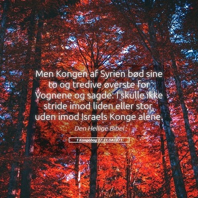 Picture 05 - 1 Kongebog 22:31 DA1871 - Men Kongen af Syrien bød sine to og tredive - Bible Verse Picture