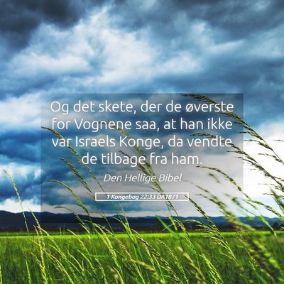 Picture 05 - 1 Kongebog 22:33 DA1871 - Og det skete, der de øverste for Vognene saa, at - Bible Verse Picture