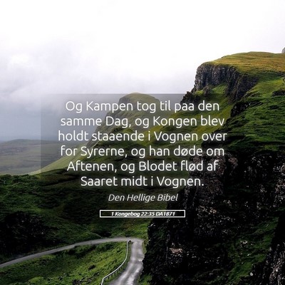 Picture 05 - 1 Kongebog 22:35 DA1871 - Og Kampen tog til paa den samme Dag, og Kongen - Bible Verse Picture