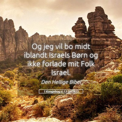 Picture 05 - 1 Kongebog 6:13 DA1871 - Og jeg vil bo midt iblandt Israels Børn og ikke - Bible Verse Picture