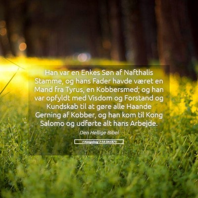 Picture 05 - 1 Kongebog 7:14 DA1871 - Han var en Enkes Søn af Nafthalis Stamme, og - Bible Verse Picture