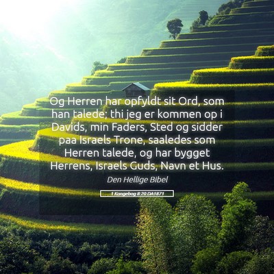 Picture 05 - 1 Kongebog 8:20 DA1871 - Og Herren har opfyldt sit Ord, som han talede; - Bible Verse Picture