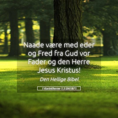 Picture 05 - 1 Korintherne 1:3 DA1871 - Naade være med eder og Fred fra Gud vor Fader og - Bible Verse Picture