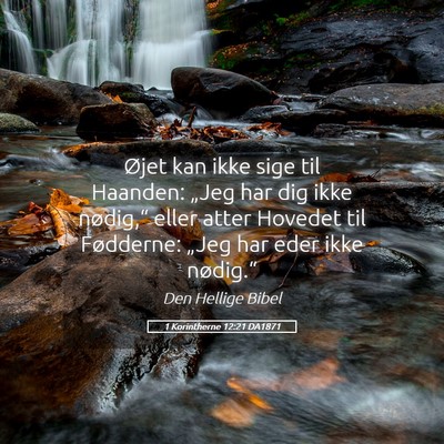 Picture 05 - 1 Korintherne 12:21 DA1871 - Øjet kan ikke sige til Haanden: „Jeg har dig - Bible Verse Picture