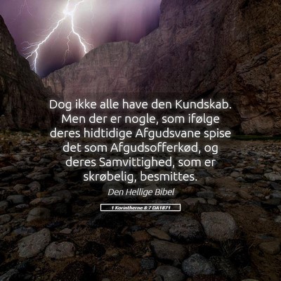 Picture 05 - 1 Korintherne 8:7 DA1871 - Dog ikke alle have den Kundskab. Men der er - Bible Verse Picture