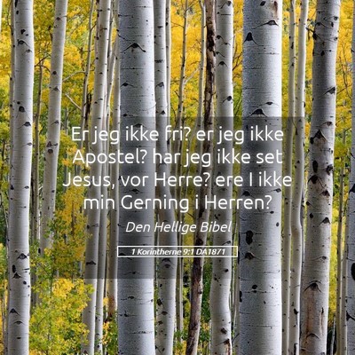 Picture 05 - 1 Korintherne 9:1 DA1871 - Er jeg ikke fri? er jeg ikke Apostel? har jeg - Bible Verse Picture