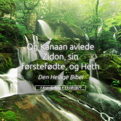Picture 05 - 1 Krønikebog 1:13 DA1871 - Og Kanaan avlede Zidon, sin førstefødte, og - Bible Verse Picture