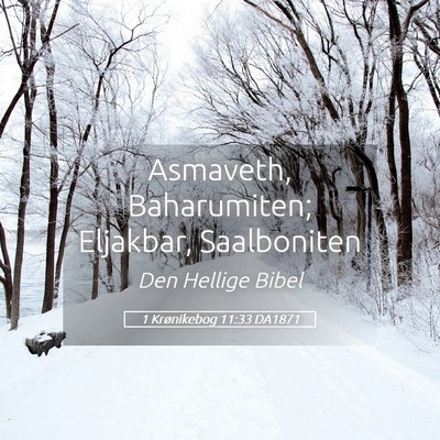 Picture 05 - 1 Krønikebog 11:33 DA1871 - Asmaveth, Baharumiten; Eljakbar, - Bible Verse Picture