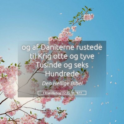 Picture 05 - 1 Krønikebog 12:35 DA1871 - og af Daniterne rustede til Krig otte og tyve - Bible Verse Picture