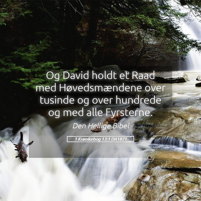 Picture 05 - 1 Krønikebog 13:1 DA1871 - Og David holdt et Raad med Høvedsmændene over - Bible Verse Picture