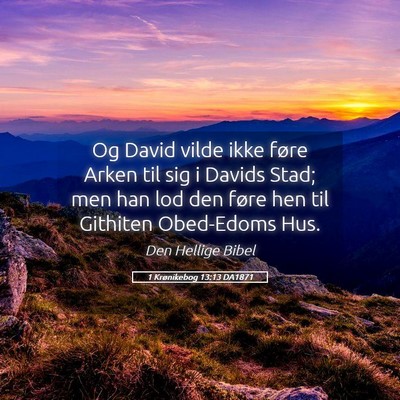 Picture 05 - 1 Krønikebog 13:13 DA1871 - Og David vilde ikke føre Arken til sig i Davids - Bible Verse Picture
