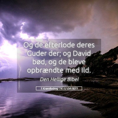 Picture 05 - 1 Krønikebog 14:12 DA1871 - Og de efterlode deres Guder der; og David bød, - Bible Verse Picture