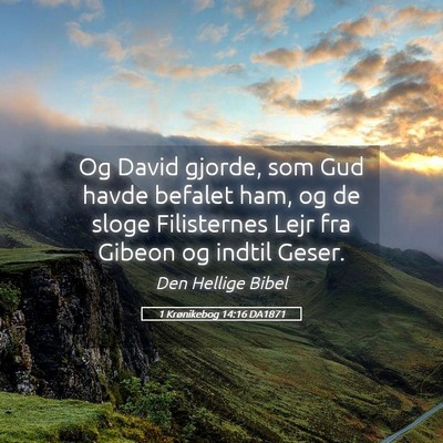 Picture 05 - 1 Krønikebog 14:16 DA1871 - Og David gjorde, som Gud havde befalet ham, og de - Bible Verse Picture