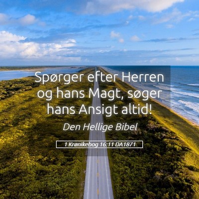 Picture 05 - 1 Krønikebog 16:11 DA1871 - Spørger efter Herren og hans Magt, søger hans - Bible Verse Picture