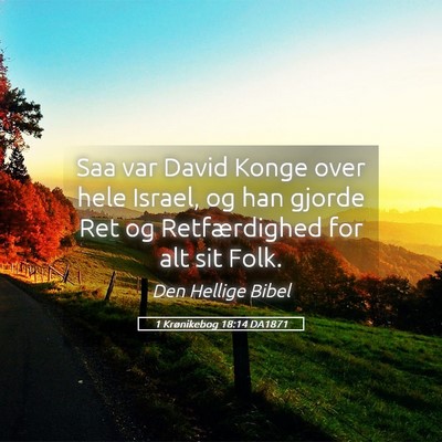 Picture 05 - 1 Krønikebog 18:14 DA1871 - Saa var David Konge over hele Israel, og han - Bible Verse Picture